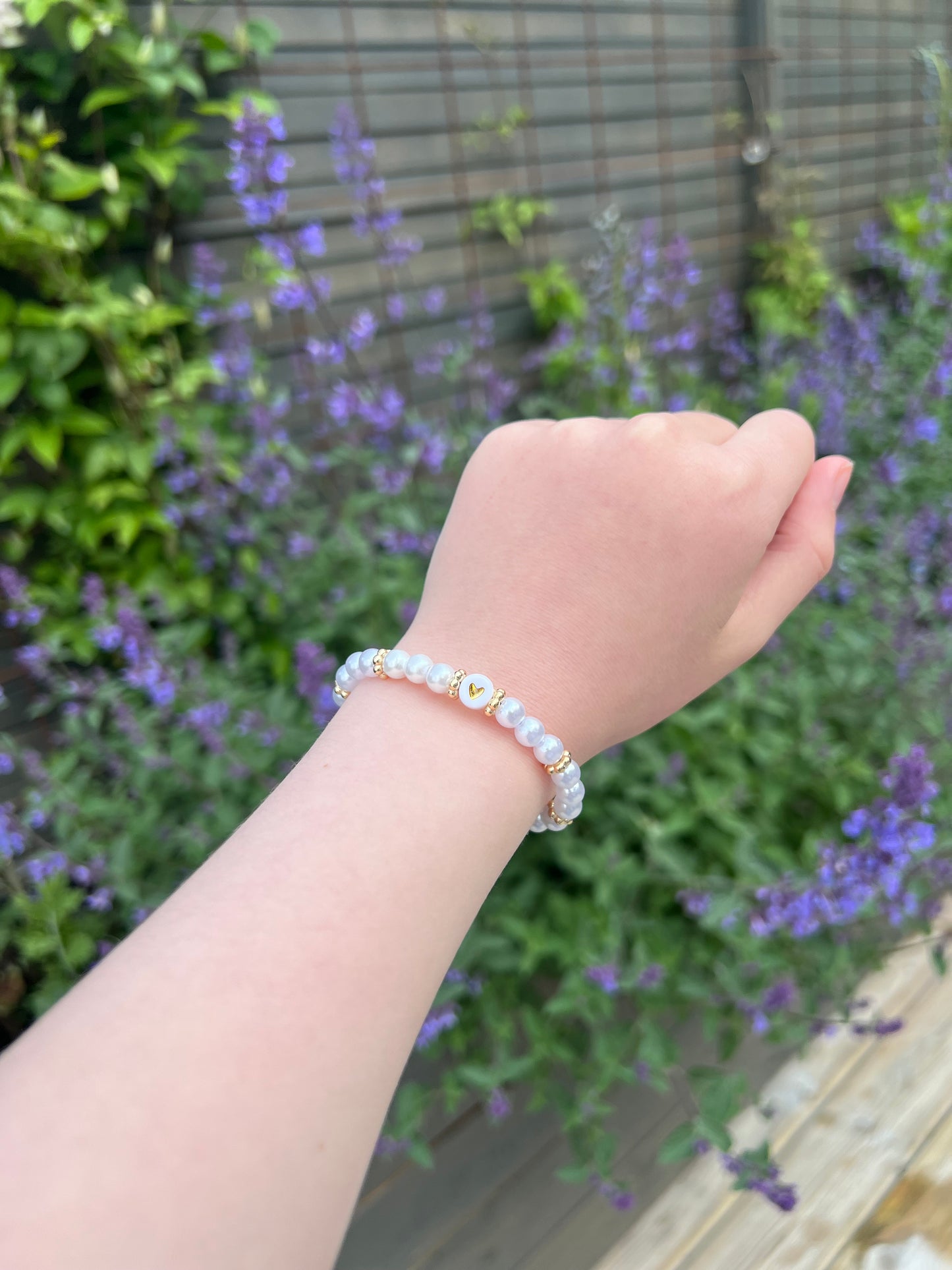 Perle armbånd med hjerte🫧💛