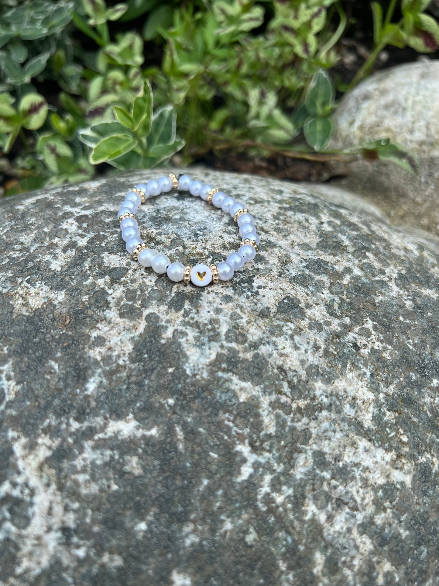 Perle armbånd med hjerte🫧💛