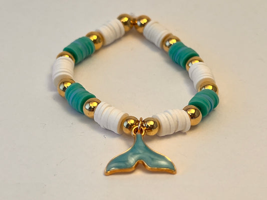 Grønt/blått armbånd med delfin finne🩵💚🐬