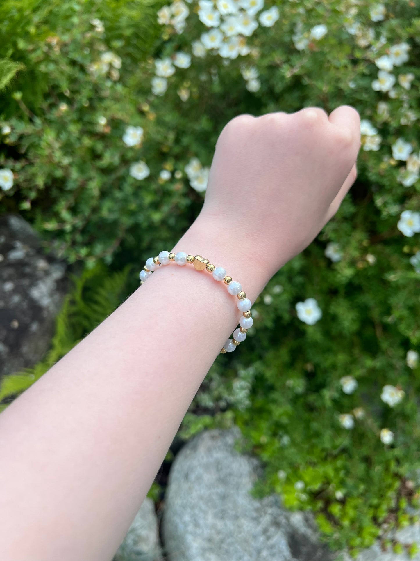 Perle armbånd med hjerte💛🫧